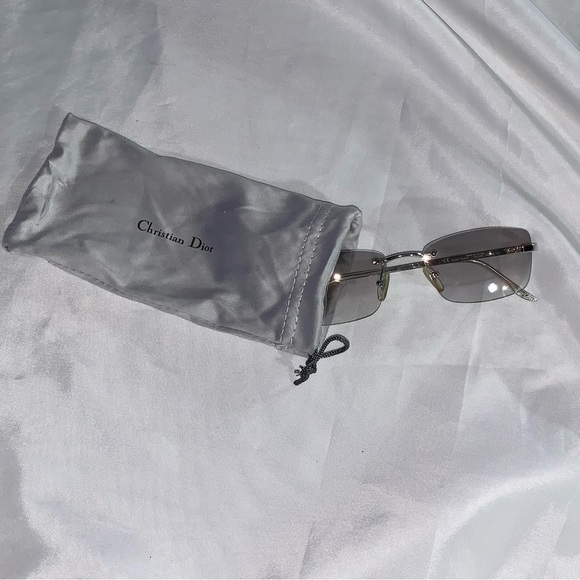 20) CHRISTIAN DIOR gray ombré Tiger rimless SUNGLASSES w/clamshell case - Picture 5 of 10